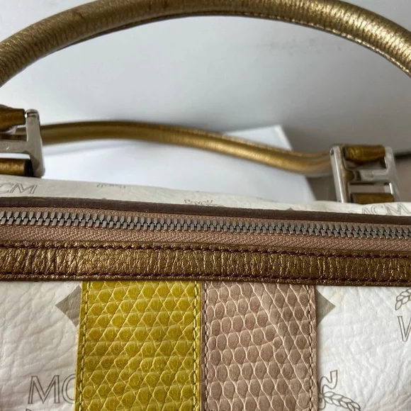 MCM White and Gold Handbag Euc - Picture 13 of 16